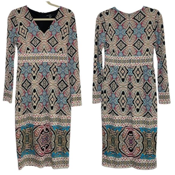 Maggie London v neck long sleeve midi dress formal wedding guest event evening - Picture 1 of 9